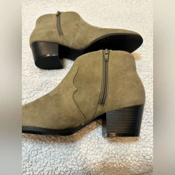 Old Navy Olive Faux-Suede Ankle Boots - Picture 15 of 15